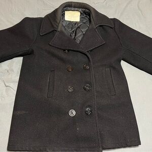 Black Peacoat with Quilted Lining